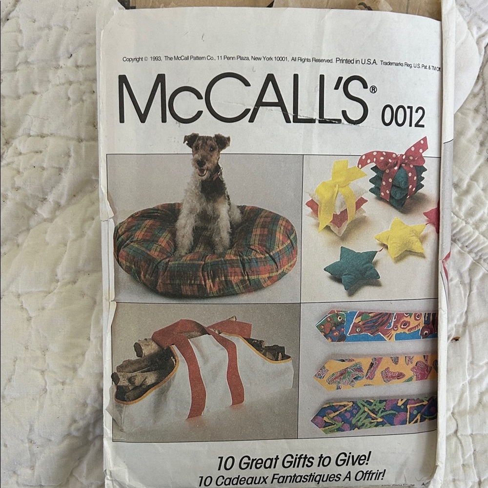 McCall's 0012 Craft Pattern 10 great gifts to sew!